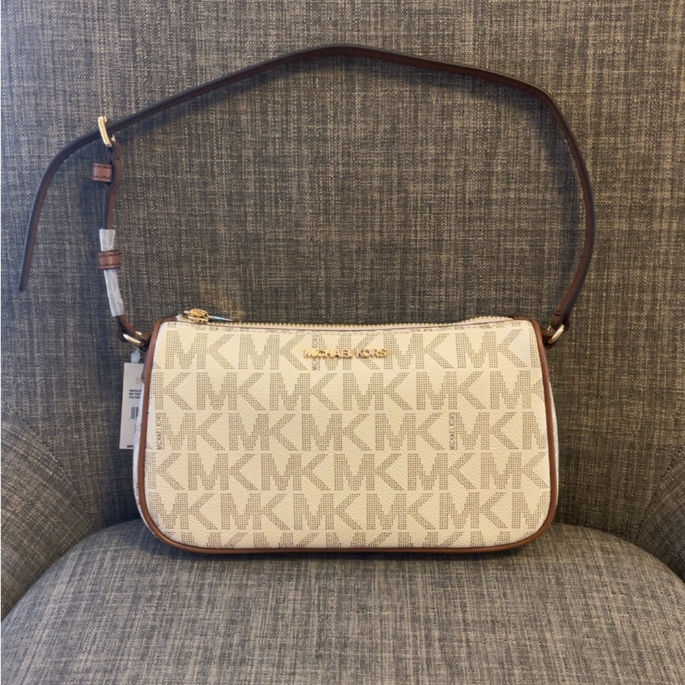 Michael Kors Small Beige and Brown Shoulder Bag